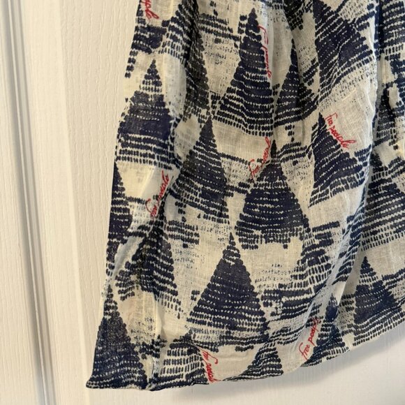 FREE PEOPLE blue and white patterned canvas reuseable tote bag. - Picture 2 of 5